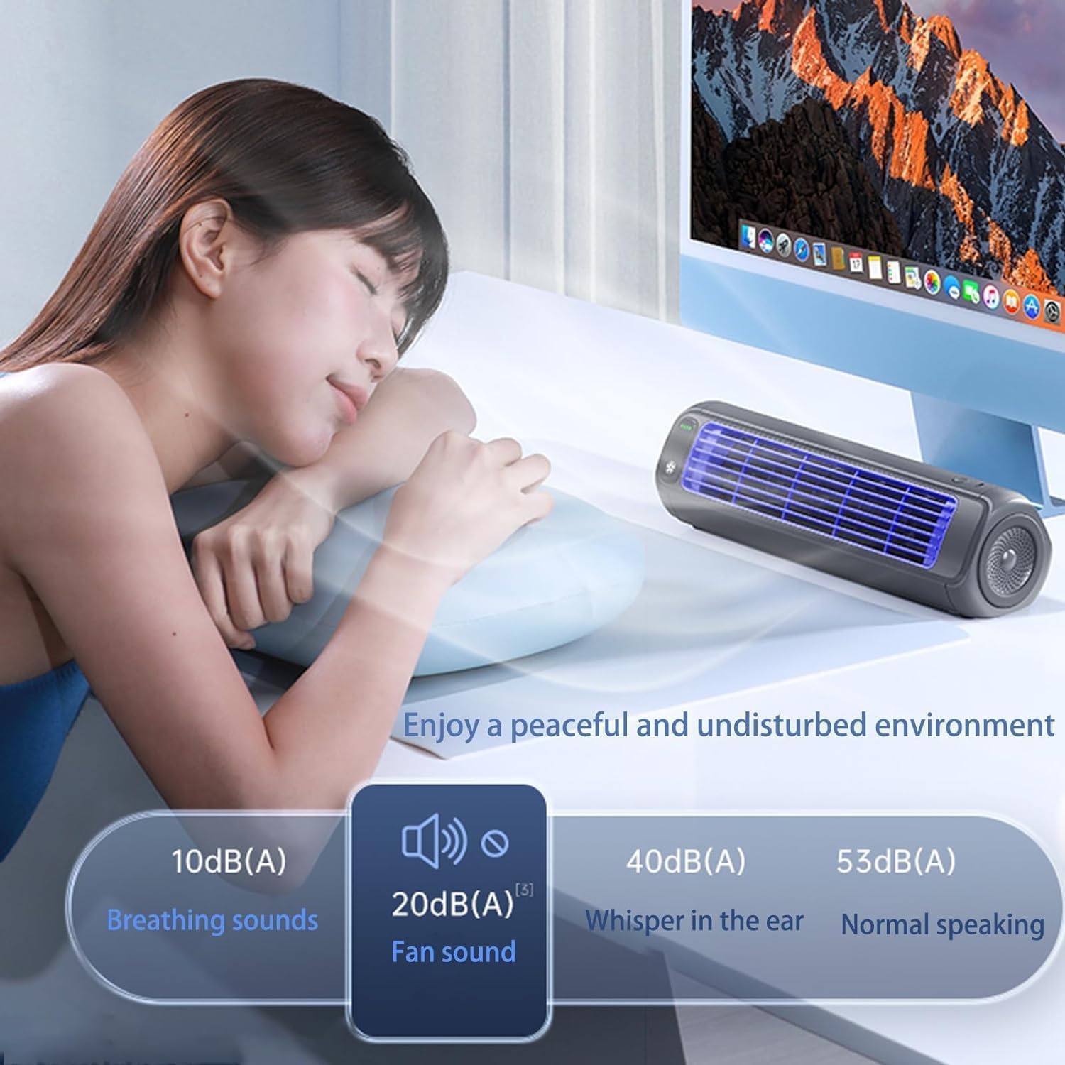 Wall-Mounted Silent Circulation Fan, Portable Tower Fan with Floor and Tabletop Stand for Bedroom, Office, Kitchen