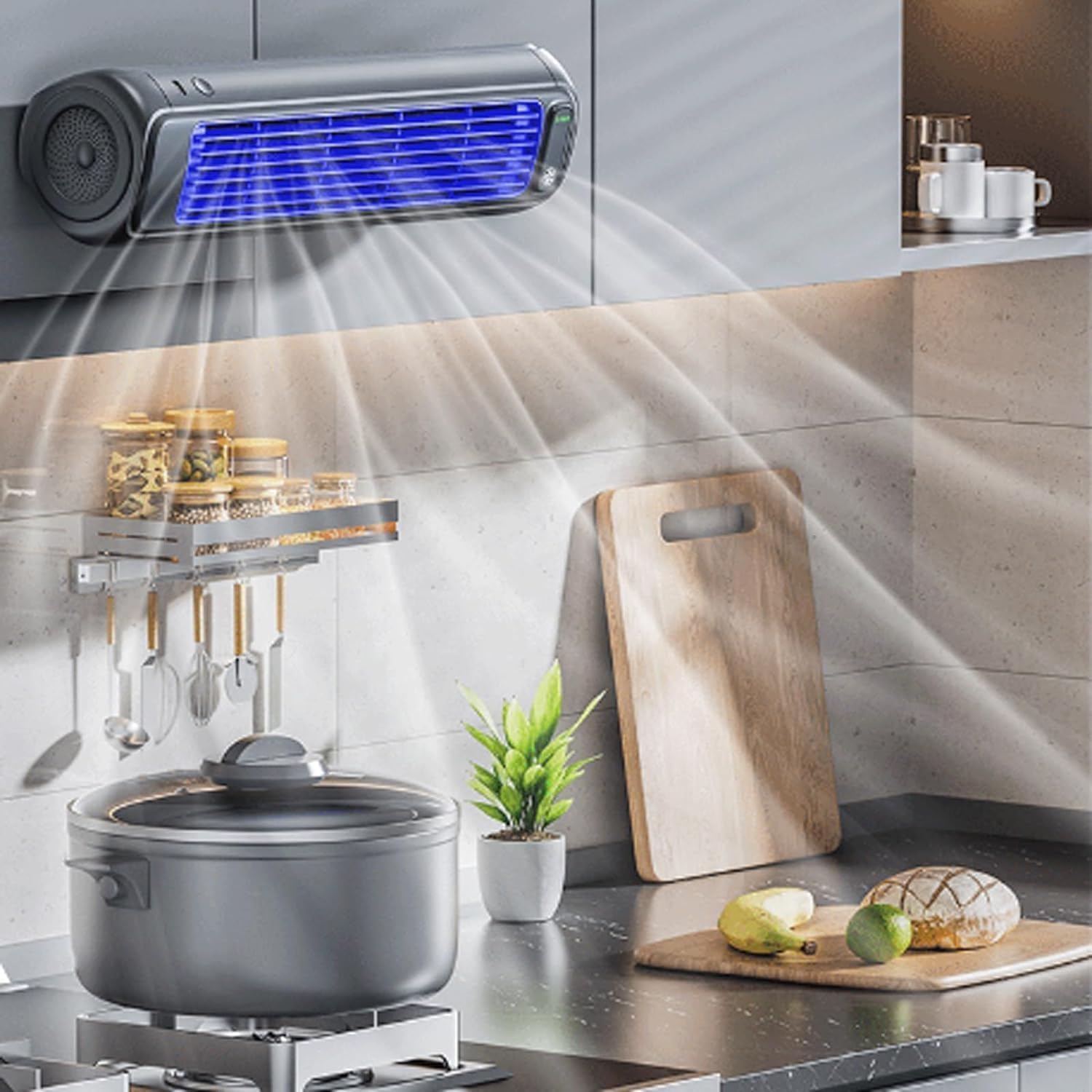 Wall-Mounted Silent Circulation Fan, Portable Tower Fan with Floor and Tabletop Stand for Bedroom, Office, Kitchen