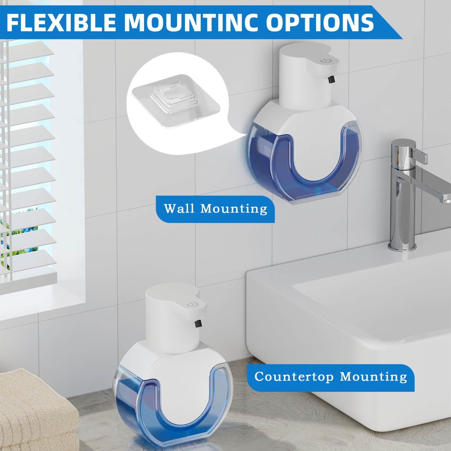 Distributeur automatique de savon à mousse, distributeur électrique sans contact mural 420&nbsp;ml pour salle de bain et cuisine