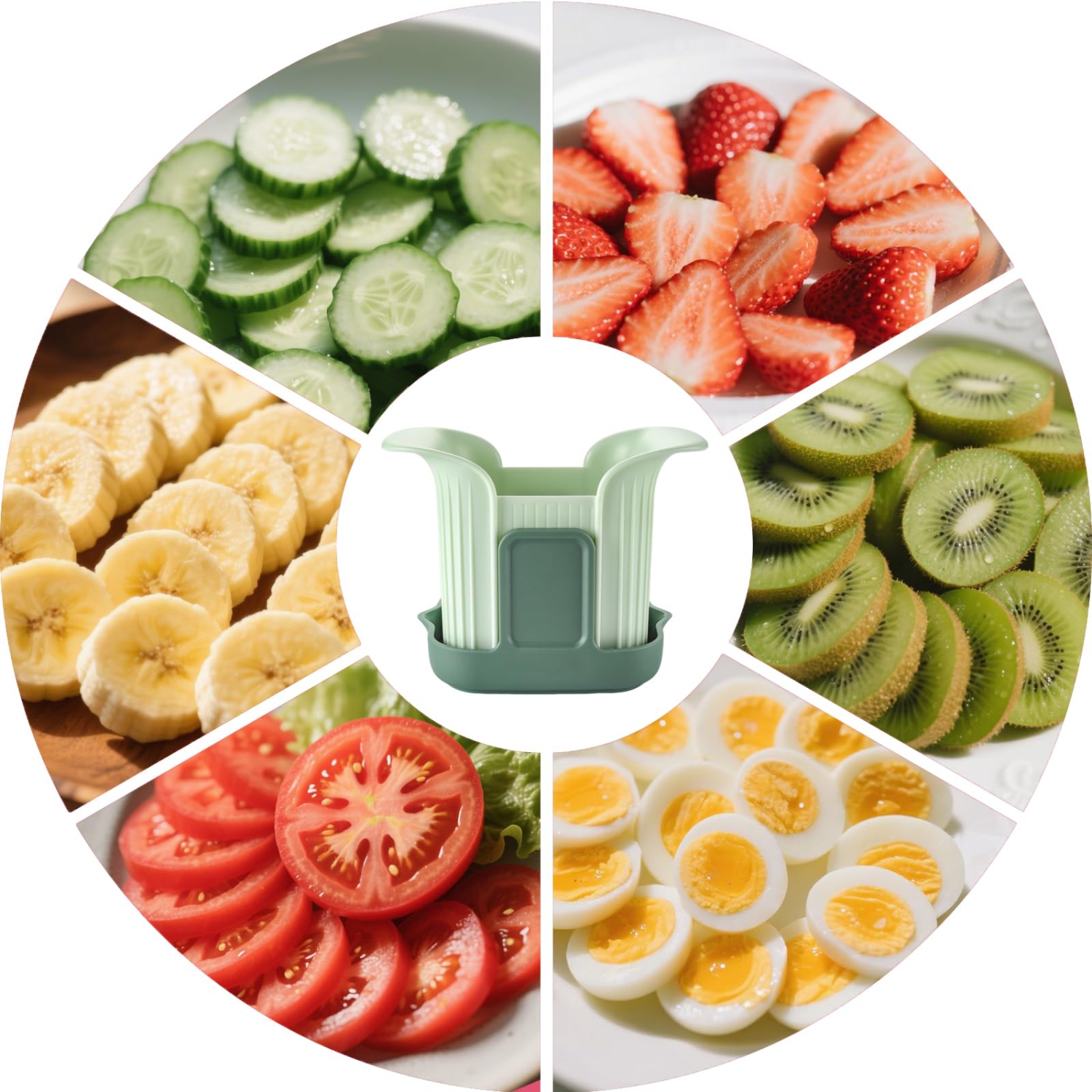 Coupe-fraises avec base, coupe-fruits et légumes en acier inoxydable pour tomates, raisins, oeufs et persil