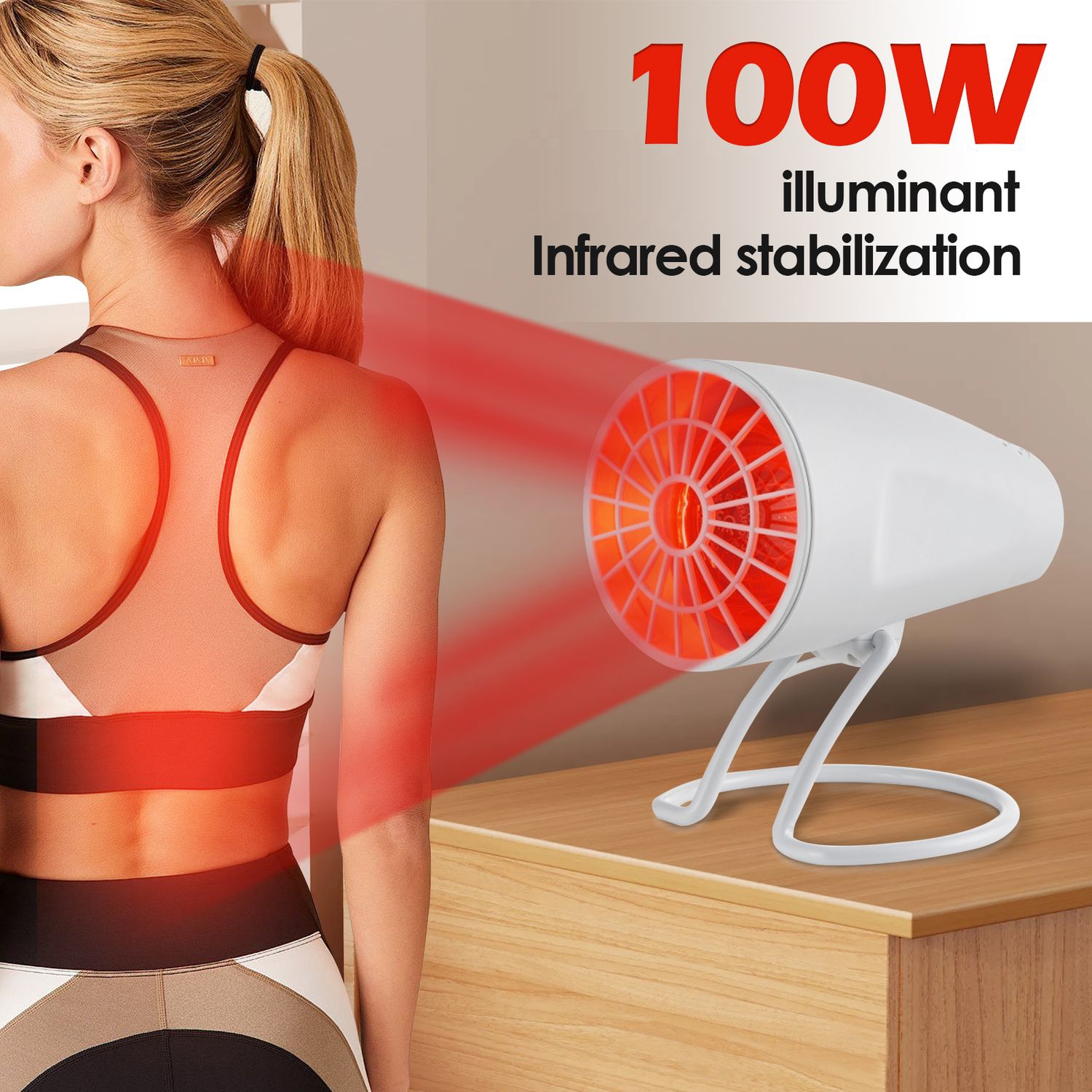 Infrared Therapy Lamp Baking Lamp Household Red Light Infrared Beauty Lamp suitable for Bedroom Office