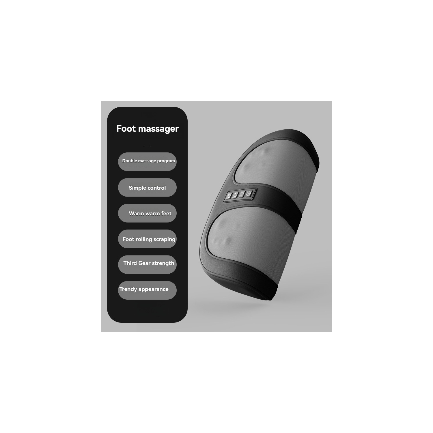 Portable Foot and Leg Massager with Heat - 4D Deep Kneading, Dual Frequency Heat, 3 Speed ​​Levels, PU Leather - for Foot, Calf, Ankle Pain