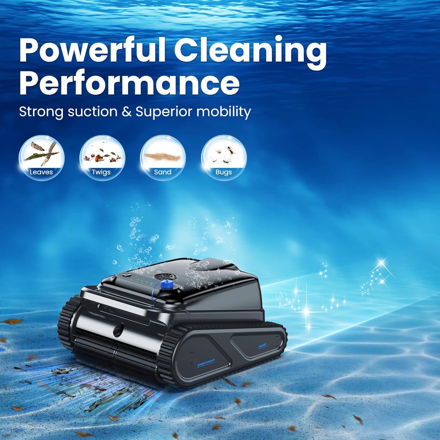 OUCAXIA Y50S Robotic Pool Cleaner, Upgraded Motor, Powerful Wall-Climbing with Scrubber Brushes, Smart Path Navigation, Cordless Pool Vacuum for