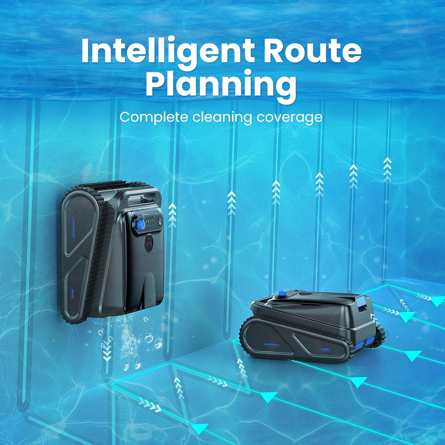 OUCAXIA Y50S Robotic Pool Cleaner, Upgraded Motor, Powerful Wall-Climbing with Scrubber Brushes, Smart Path Navigation, Cordless Pool Vacuum for