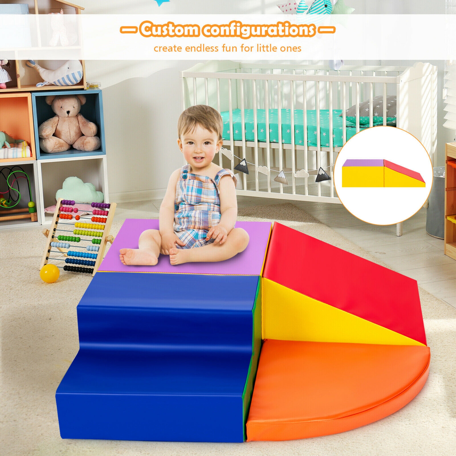 Gymax 4-Piece Toddler Playtime Corner Climber SoftZone Indoor Active Play Set
