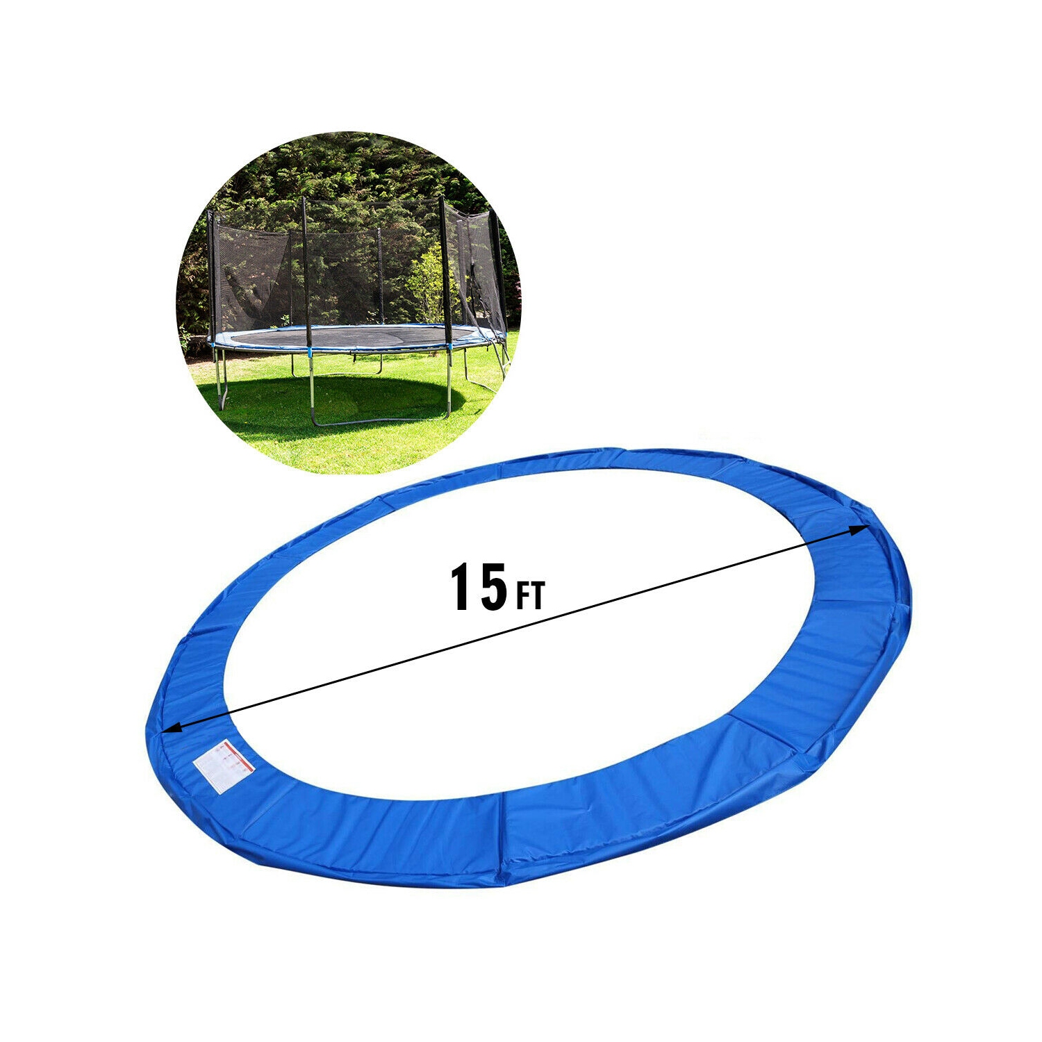 Gymax Blue Safety Pad Spring Round Frame Pad Cover Replacement for 12FT 14FT 15FT Trampoline
