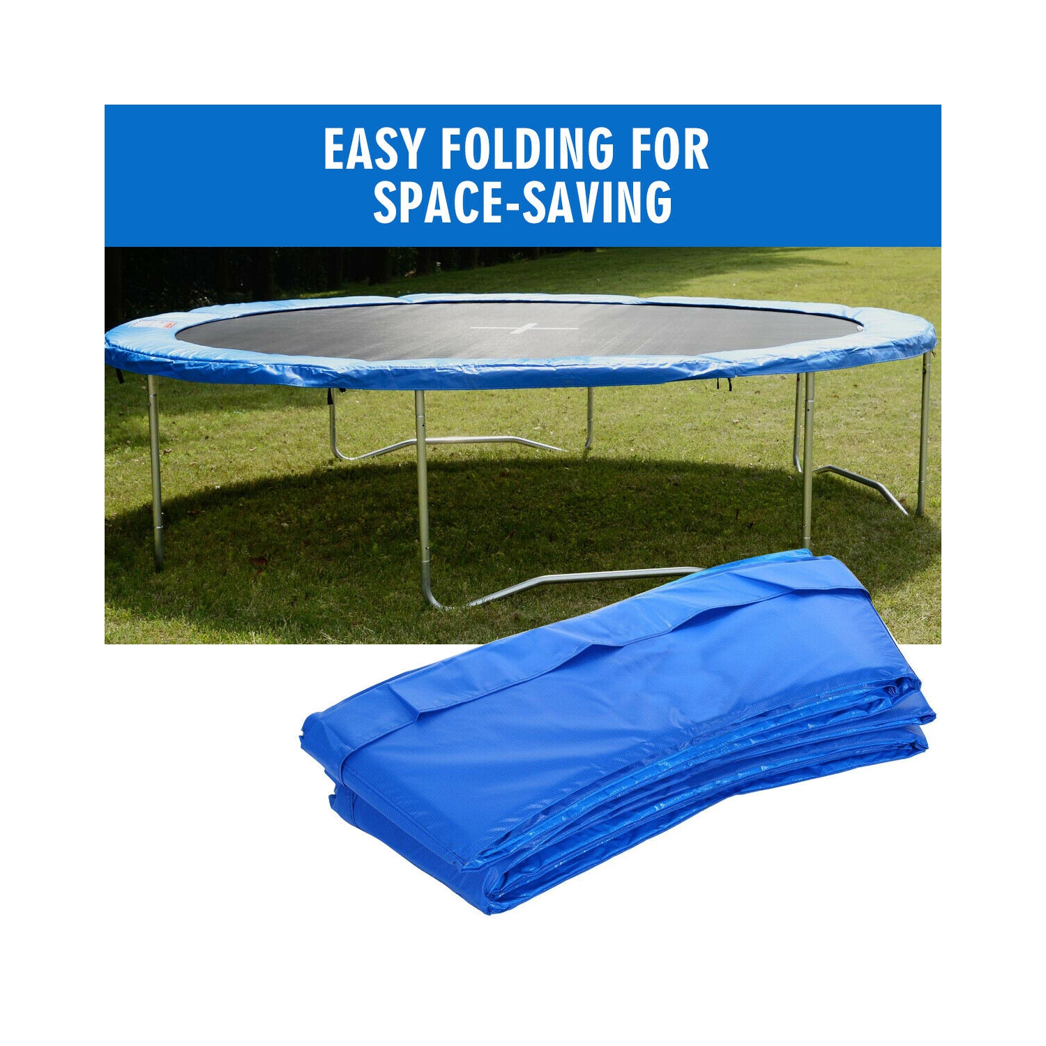 Gymax Blue Safety Pad Spring Round Frame Pad Cover Replacement for 12FT 14FT 15FT Trampoline