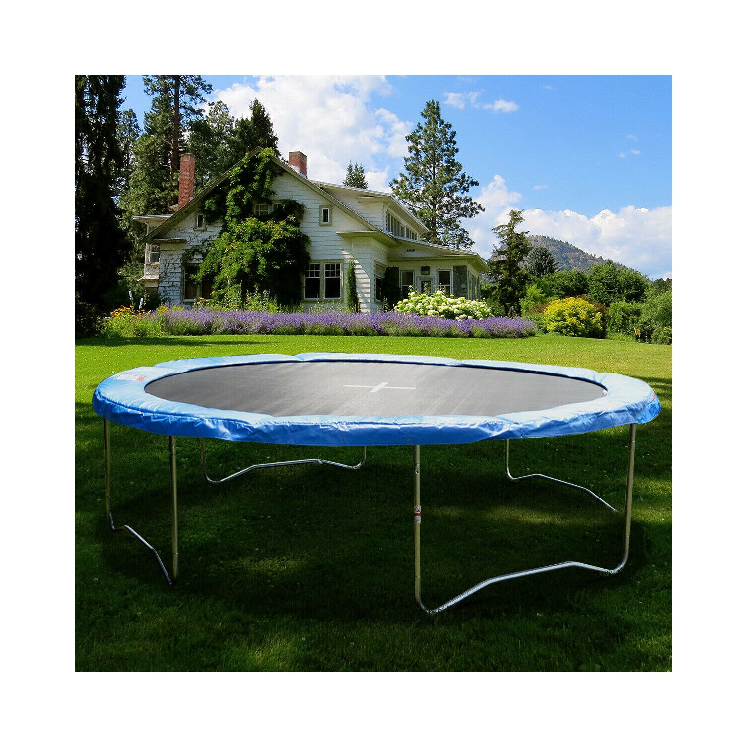Gymax Blue Safety Pad Spring Round Frame Pad Cover Replacement for 12FT 14FT 15FT Trampoline