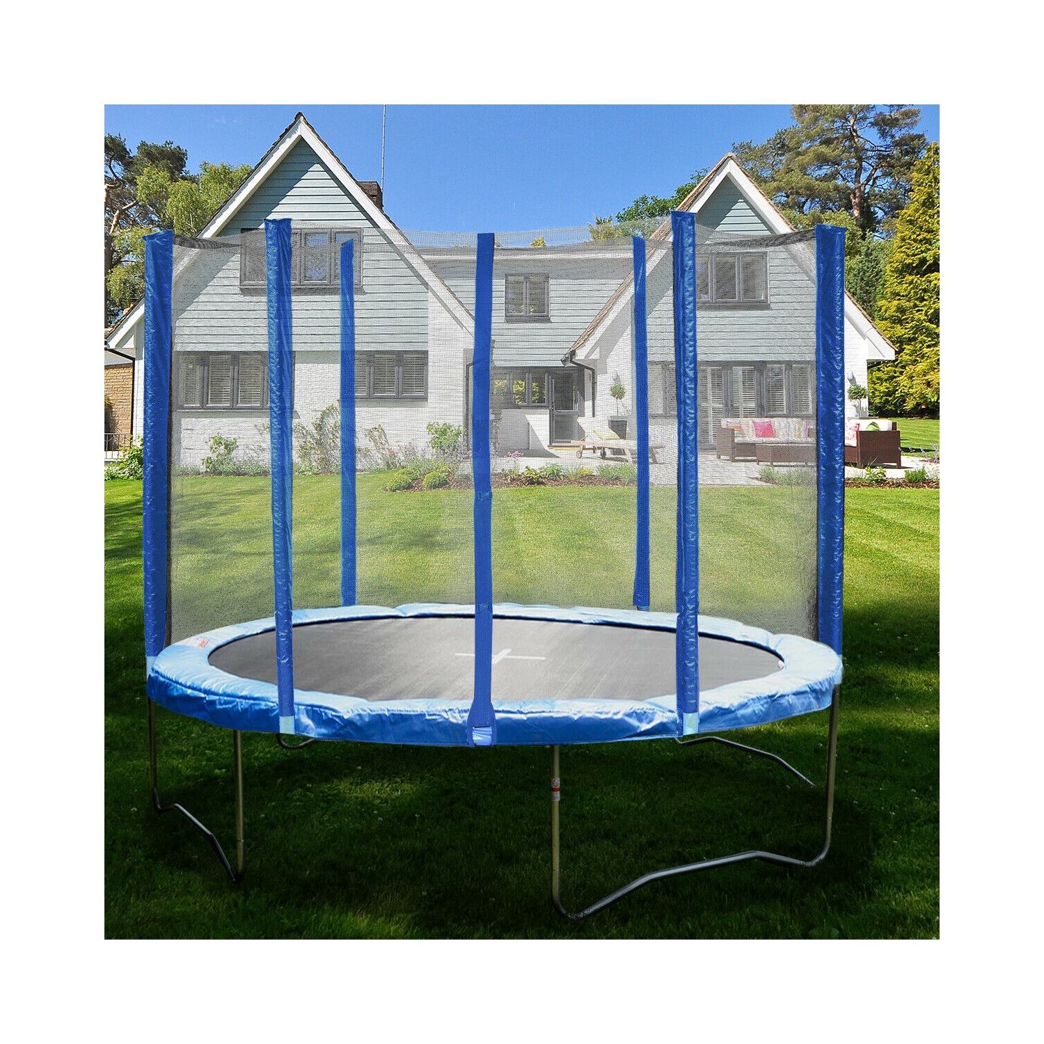 Gymax Blue Safety Pad Spring Round Frame Pad Cover Replacement for 12FT 14FT 15FT Trampoline