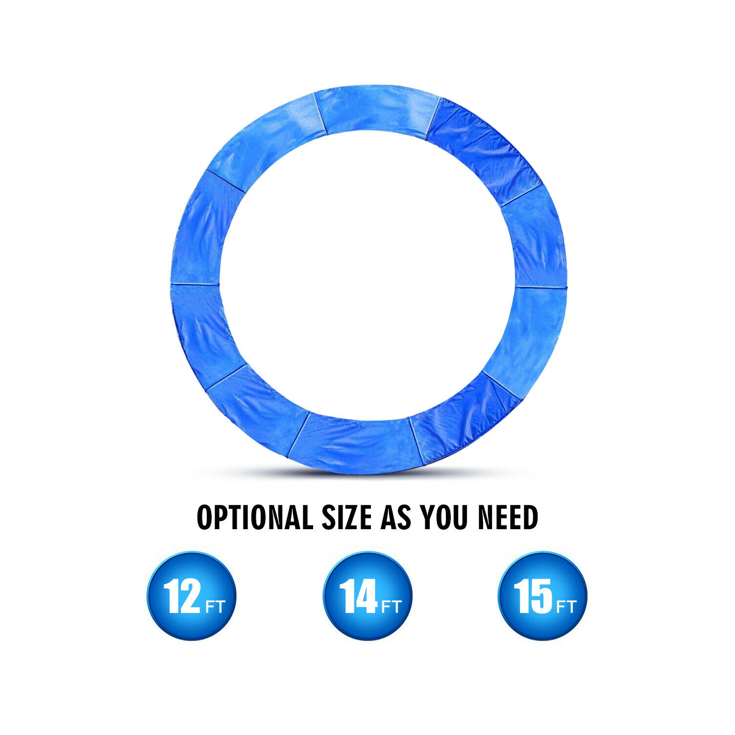 Gymax Blue Safety Pad Spring Round Frame Pad Cover Replacement for 12FT 14FT 15FT Trampoline