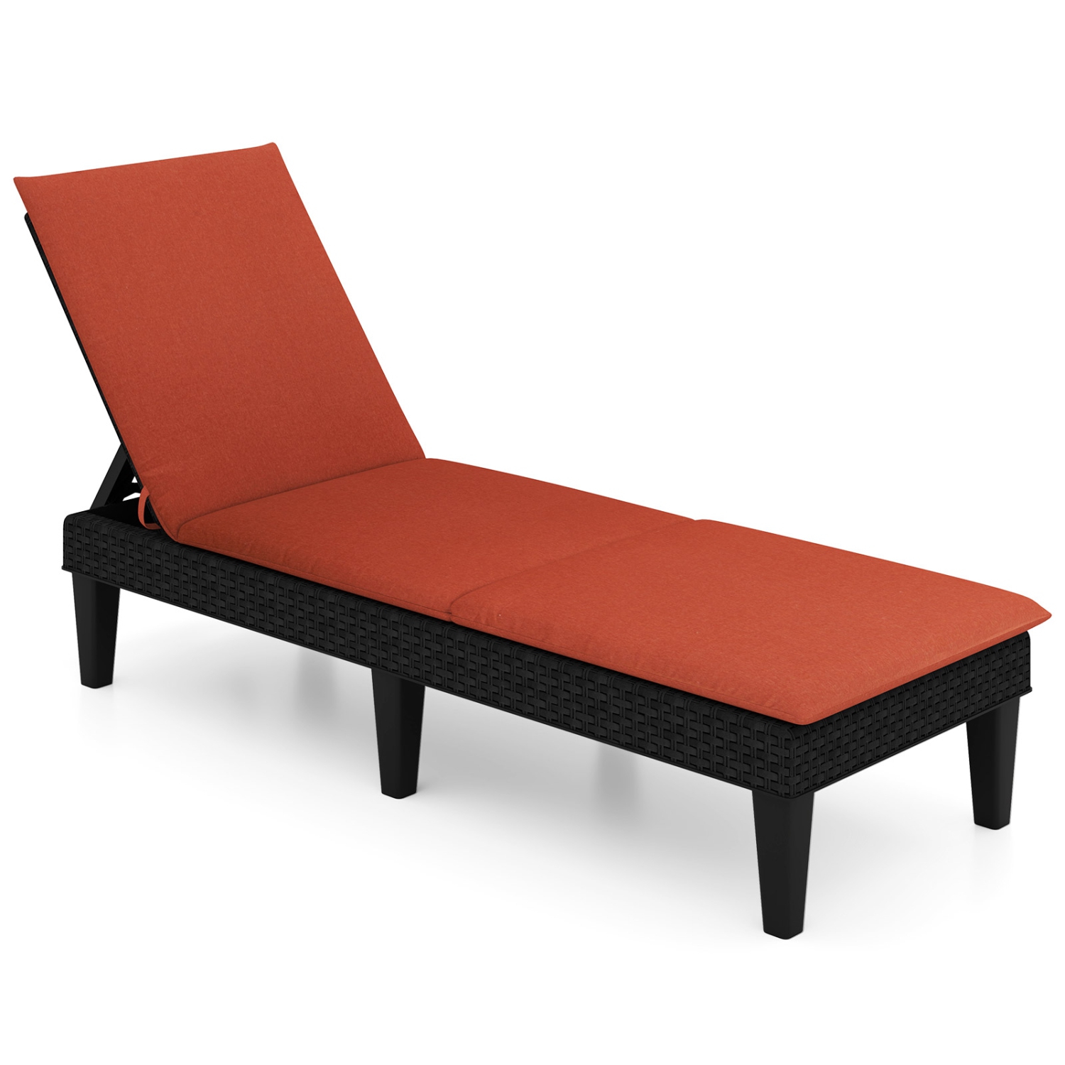 Gymax 2PCS Patio Lounge Chair Recliner Chair w/ 3-Position Adjustable Backrest & Cushion Black & Orange