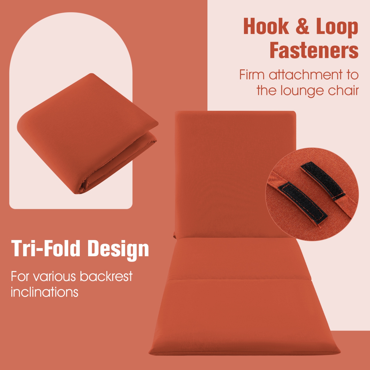 Gymax 2PCS Patio Lounge Chair Recliner Chair w/ 3-Position Adjustable Backrest & Cushion Black & Orange