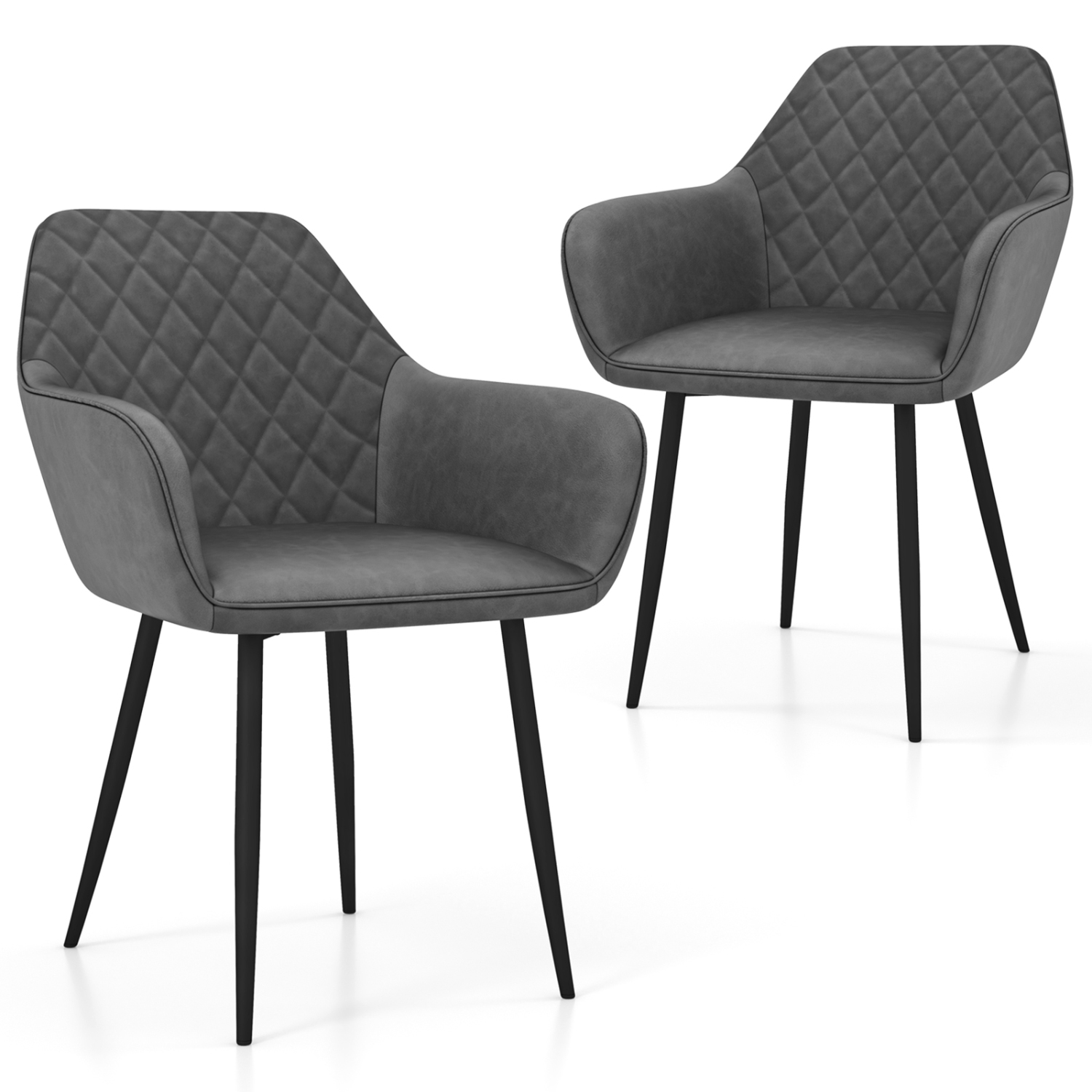 Gymax Leisure Dining Chair Set of 2 Upholstered Accent Chairs w/ Curved Backrest