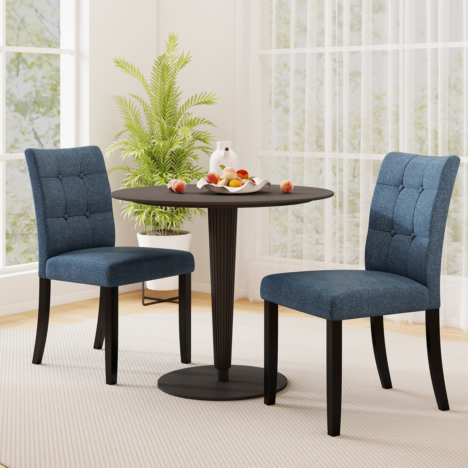 Gymax 4PCS Tufted Dining Chairs Upholstered Kitchen Armless Side Chairs w/Padded Seat