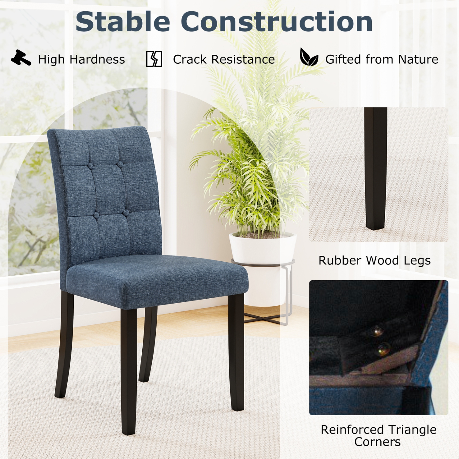 Gymax 4PCS Tufted Dining Chairs Upholstered Kitchen Armless Side Chairs w/Padded Seat