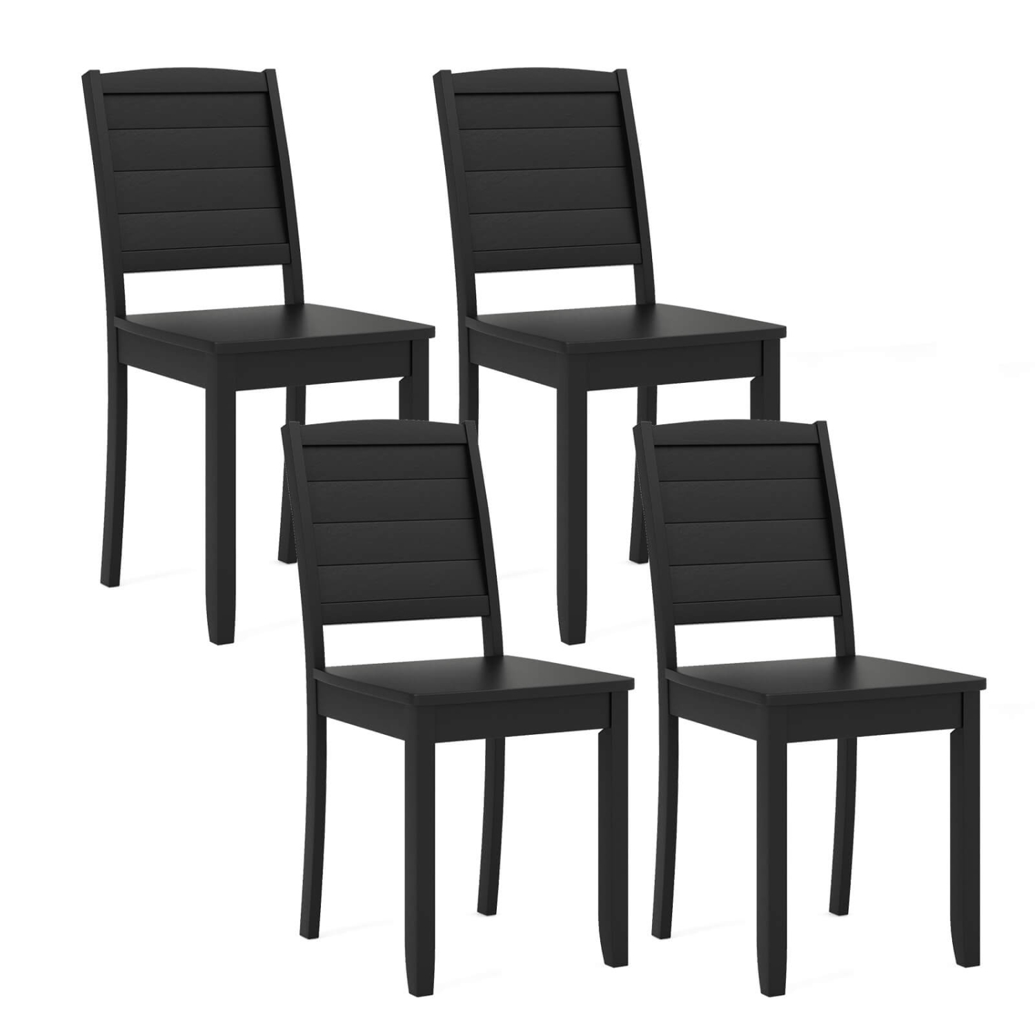 Gymax 4 PCS Armless Wood Dining Chair w/ Rubber Wood Legs Curved Backrest Kitchen