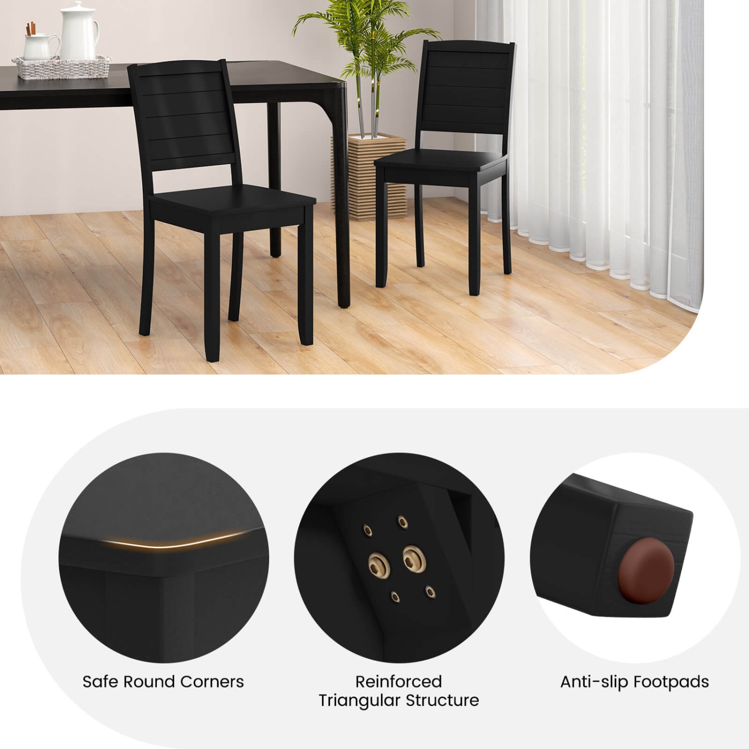 Gymax 4 PCS Armless Wood Dining Chair w/ Rubber Wood Legs Curved Backrest Kitchen