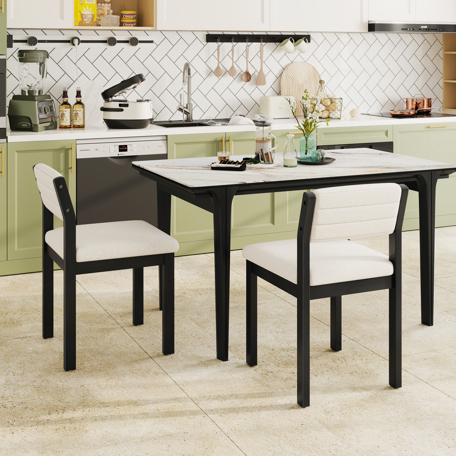 Gymax Dining Chair Set of 4 Sherpa Upholstered Kitchen Chairs w/ Wood Frame White