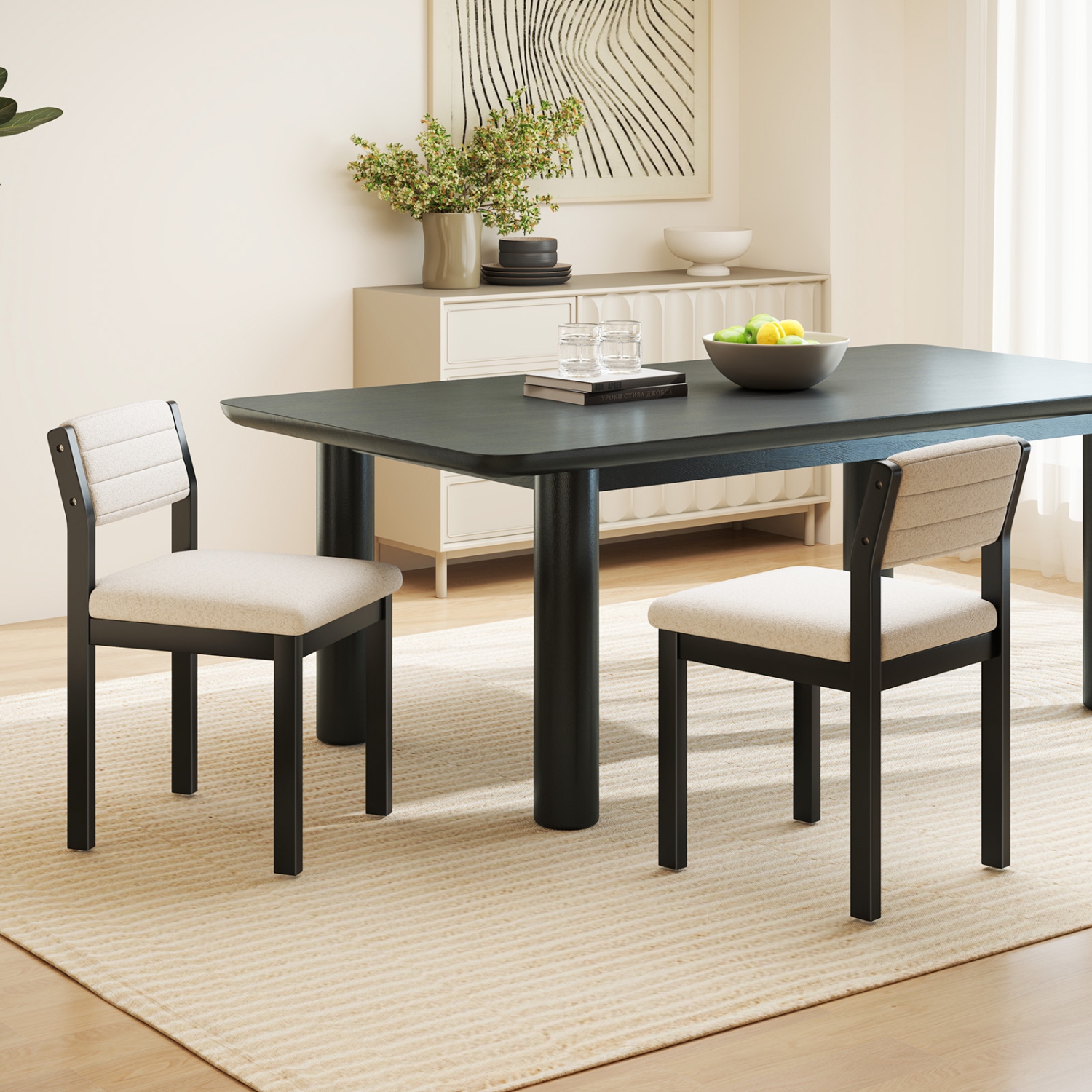 Gymax Dining Chair Set of 4 Sherpa Upholstered Kitchen Chairs w/ Wood Frame White