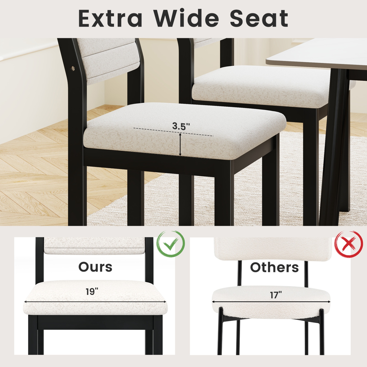 Gymax Dining Chair Set of 4 Sherpa Upholstered Kitchen Chairs w/ Wood Frame White