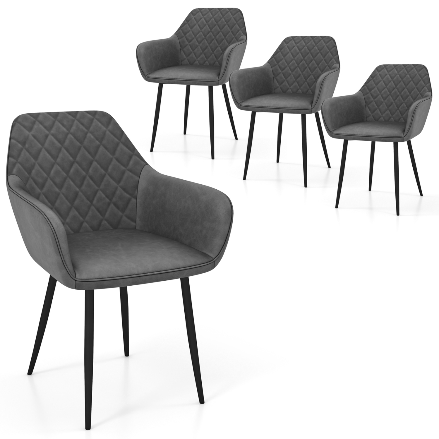Gymax Leisure Dining Chair Set of 4 Upholstered Accent Chairs w/ Curved Backrest