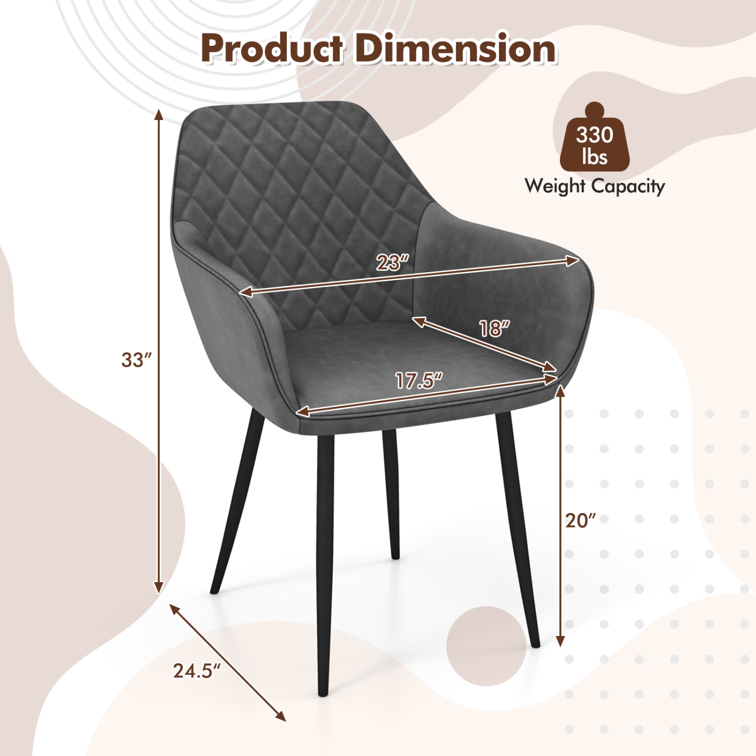 Gymax Leisure Dining Chair Set of 4 Upholstered Accent Chairs w/ Curved Backrest