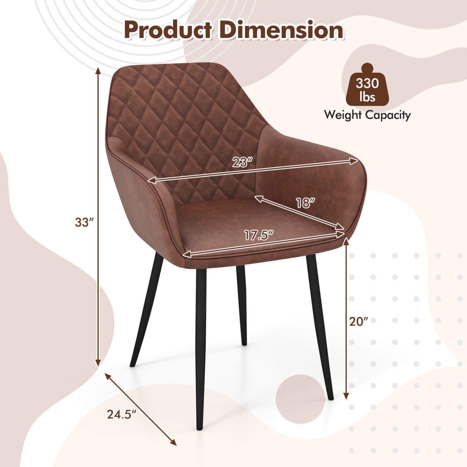 Gymax Leisure Dining Chair Set of 2 Upholstered Accent Chairs w/ Curved Backrest