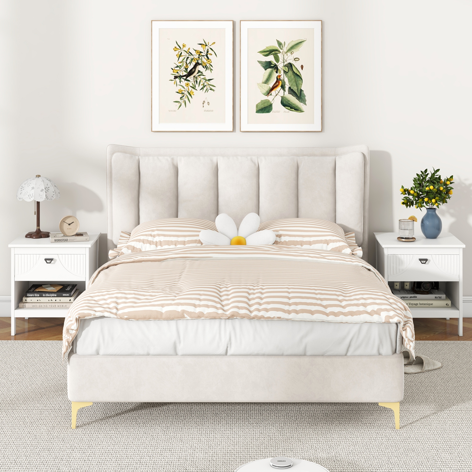 Gymax 2PCS 2-tier End Table w/Drawer Open Storage Shelf 2 Tiers Nightstand Bedroom