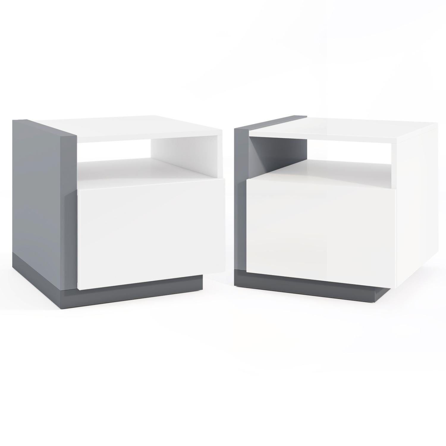 Gymax Nightstands Set of 2 Modern Minimalist Bed Side Table w/ Open Compartment