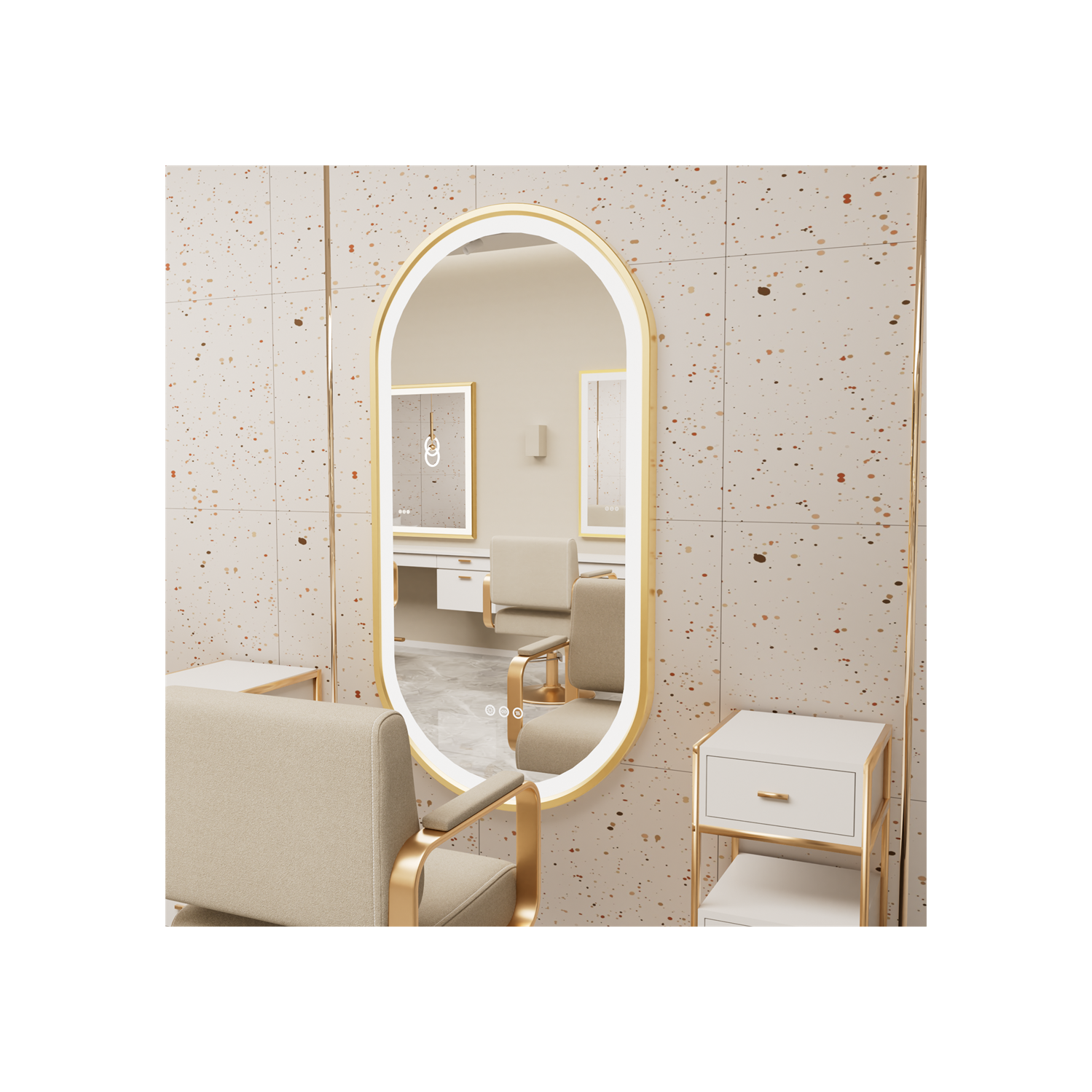 LUVODI Oval LED Bathroom Mirror 24"x48" Lighted Wall Mounted Vanity Mirror with Gold Aluminum Frame, Anti-Fog Waterproof Smart Mirror, Stepless