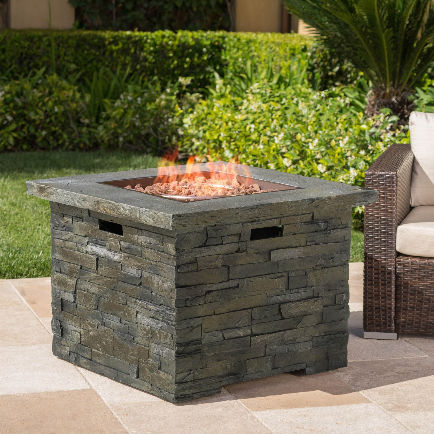 Stone Finish Propane Fire Pit - 33"