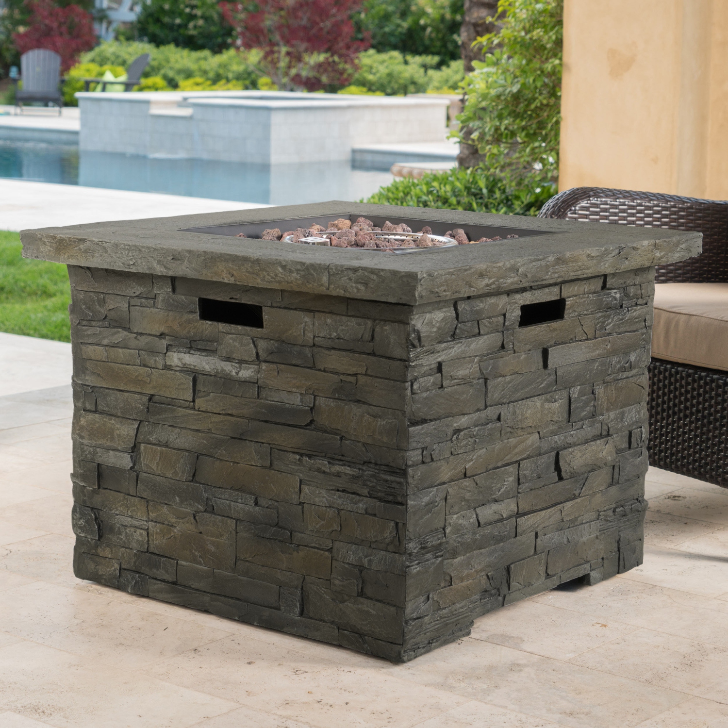 Stone Finish Propane Fire Pit - 33"