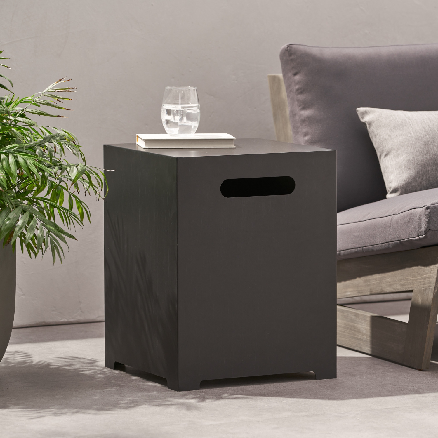 Square Metal Propane Tank Cover and Side Table by Real Flame