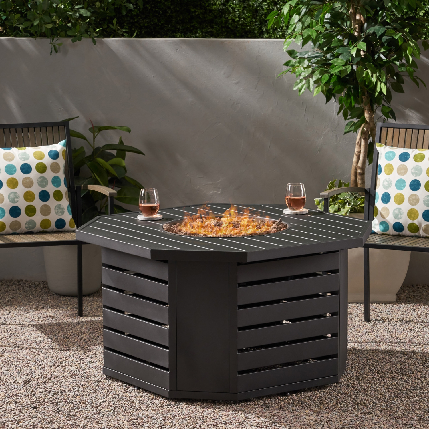 Octagonal Iron Fire Pit with Tank Space - 45"
