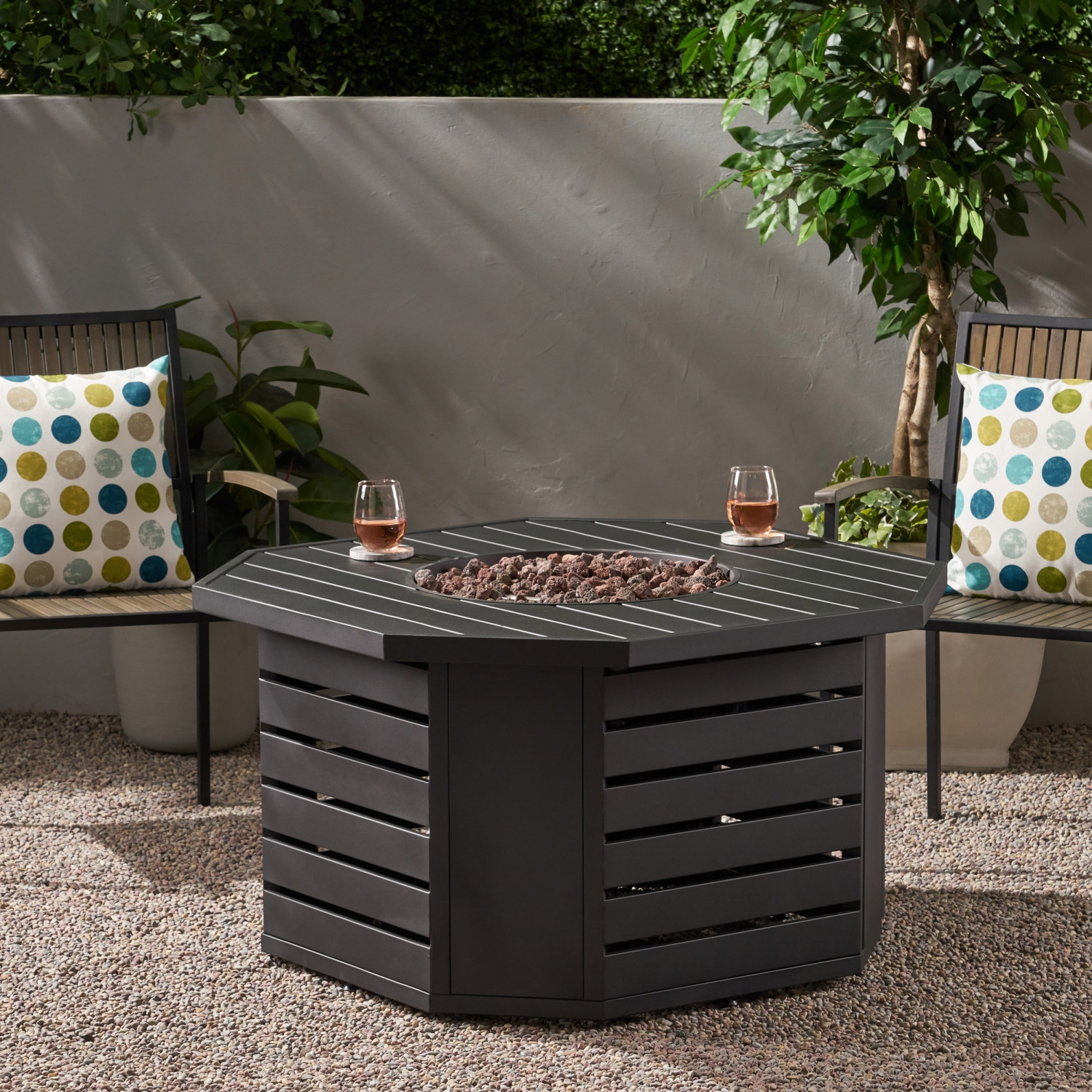 Octagonal Iron Fire Pit with Tank Space - 45"