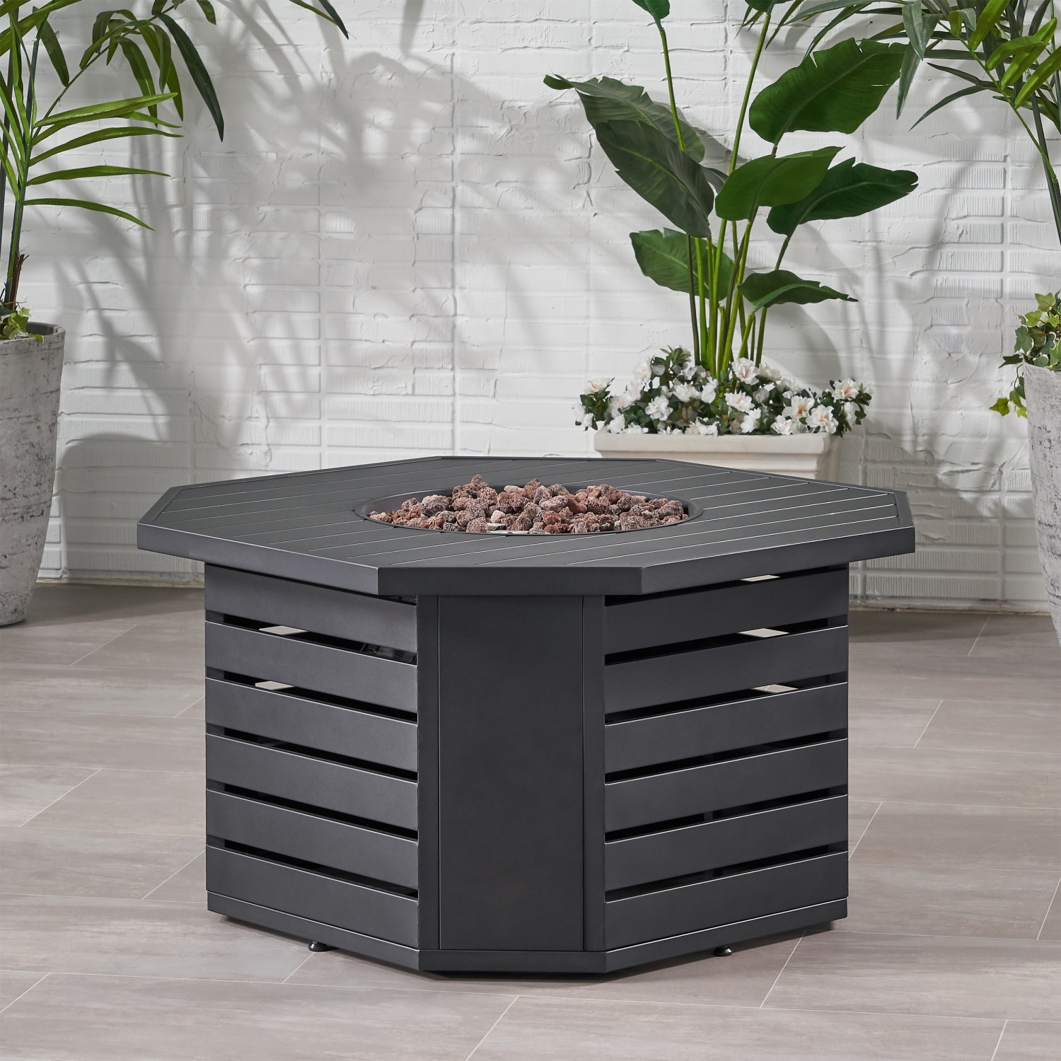 Octagonal Iron Fire Pit with Tank Space - 45"