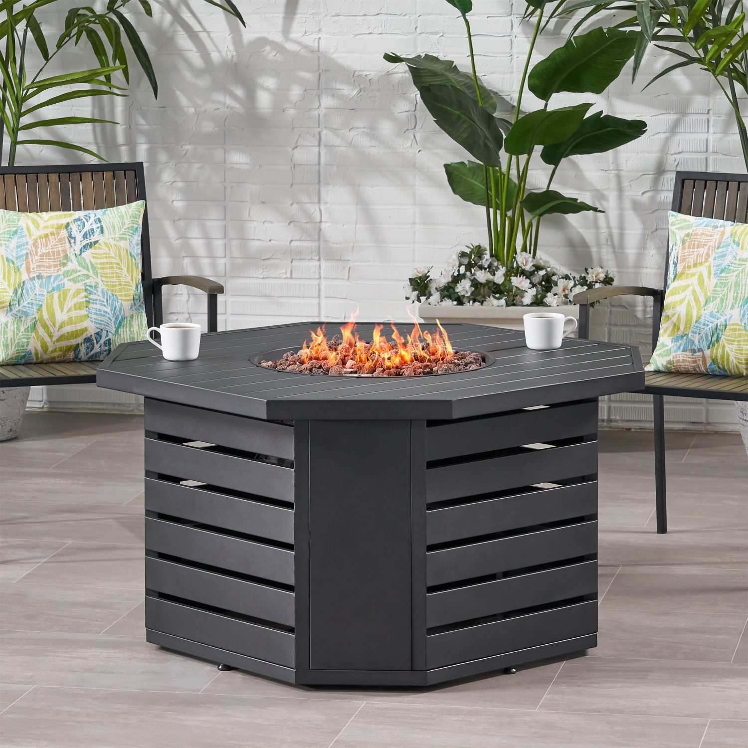 Octagonal Iron Fire Pit with Tank Space - 45"