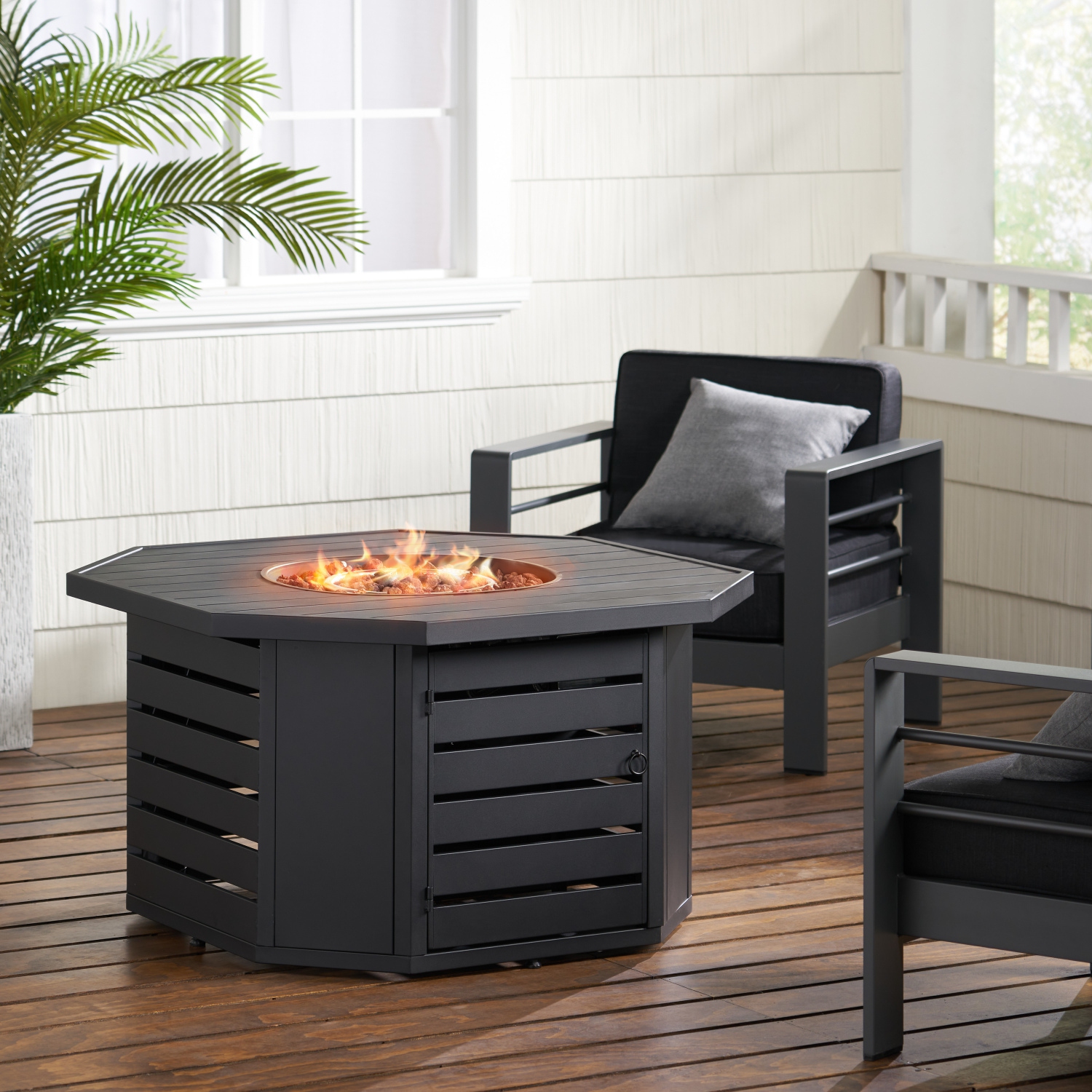 Octagonal Iron Fire Pit with Tank Space - 45"
