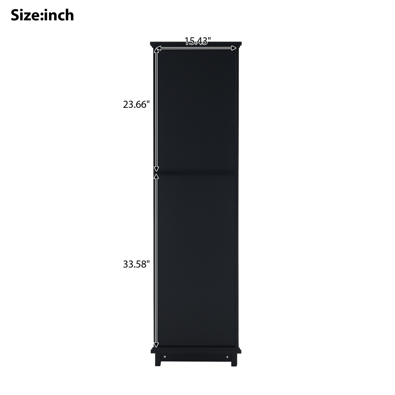 Black Bathroom Storage Cabinet w/ Glass Doors & Drawers