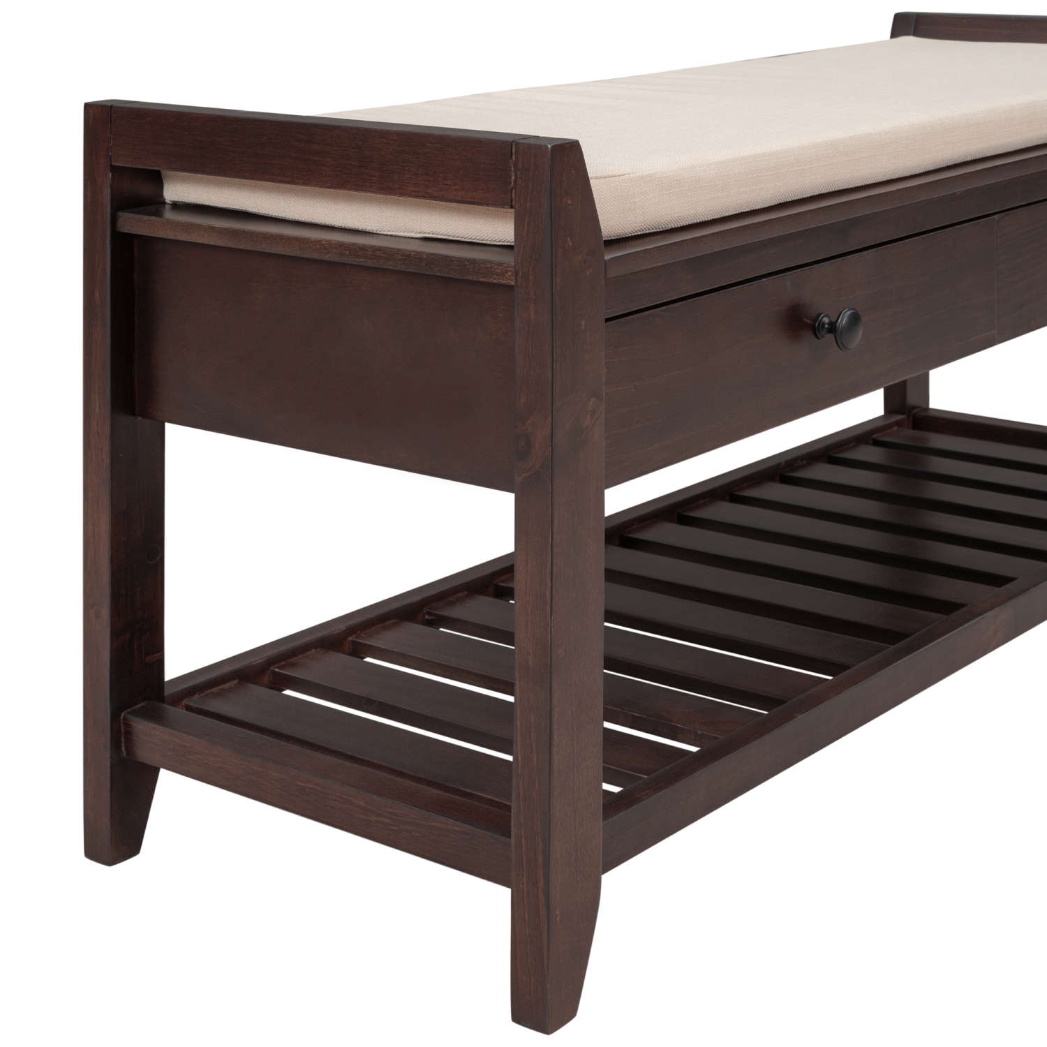 Espresso Shoe Rack Bench with Seat & Drawers