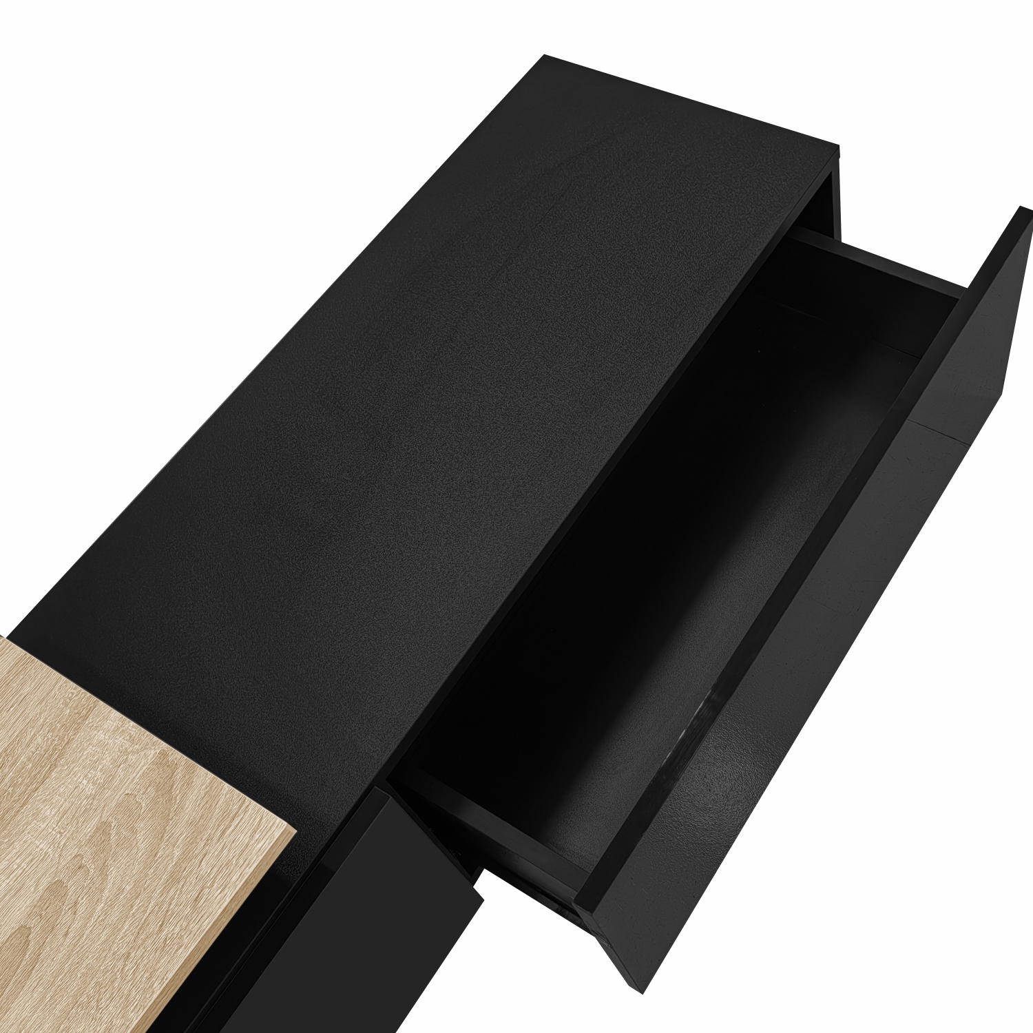 High-Gloss Black TV Cabinet: Modern Design, LED, Storage, Glass Shelves