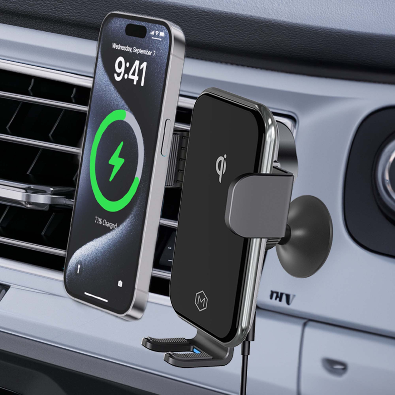 Auto Grip Fast Wireless Car Charger Dash Mount - Qi-Certified
