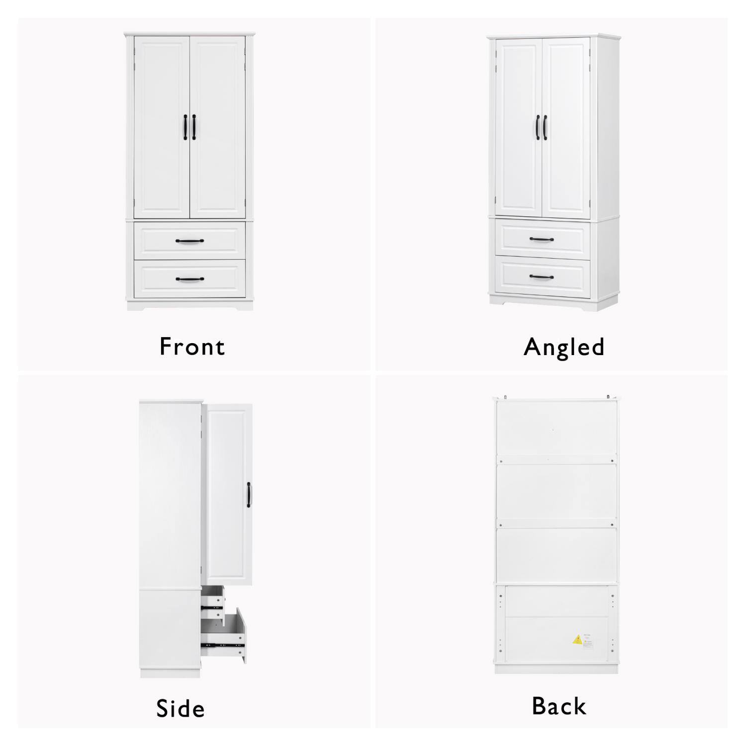 Farmhouse Pantry Cabinet - 71" Freestanding Cupboard w/ Drawers & Shelves, White