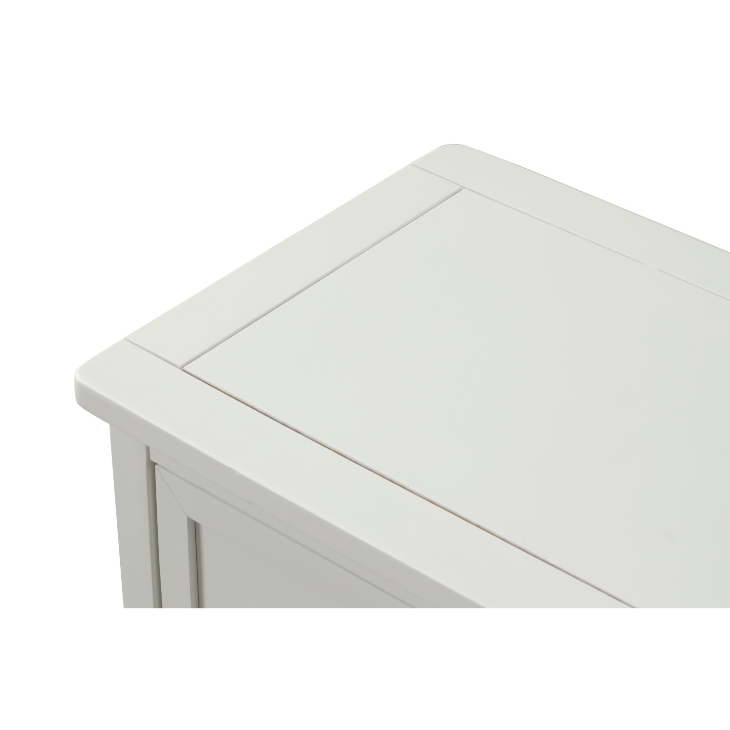 White Rustic Cabinet w/ Drawers & Rattan Baskets - Dining/Living Room