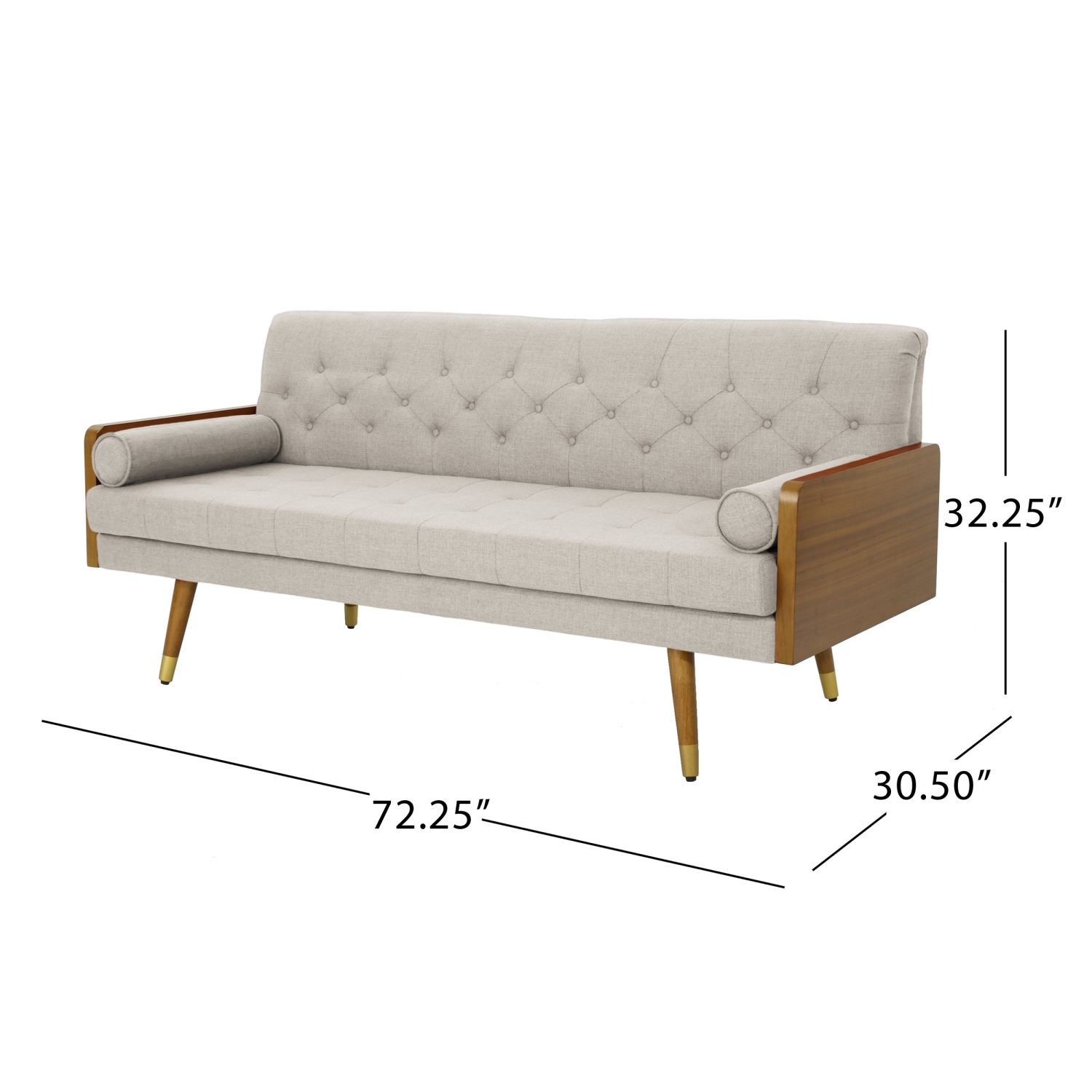 Sofa moderne en tissu capitonné Aidan Mid-Century