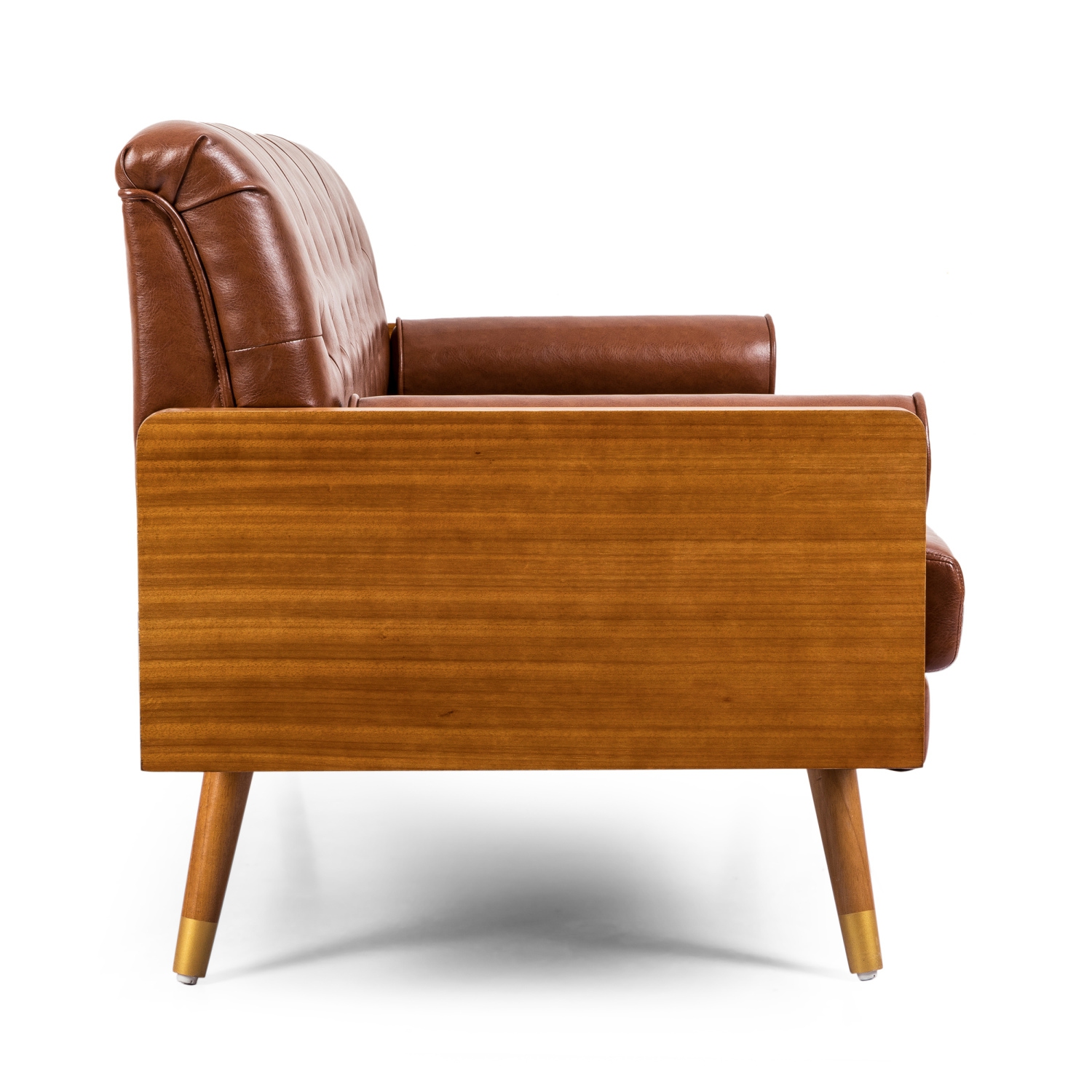 Canapé capitonné moderne mi-siècle Adelaide avec coussins d'appoint roulés