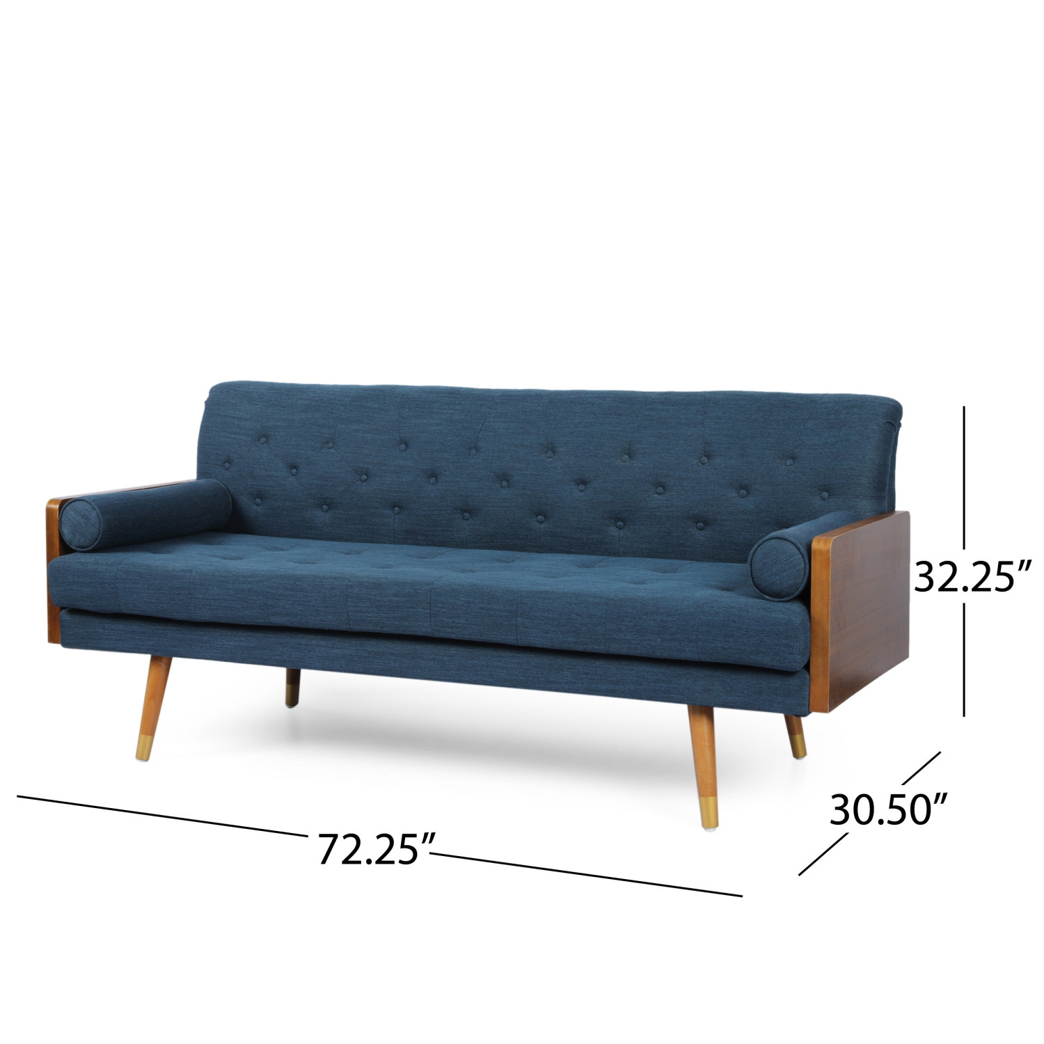 Sofa moderne en tissu capitonné Aidan Mid-Century
