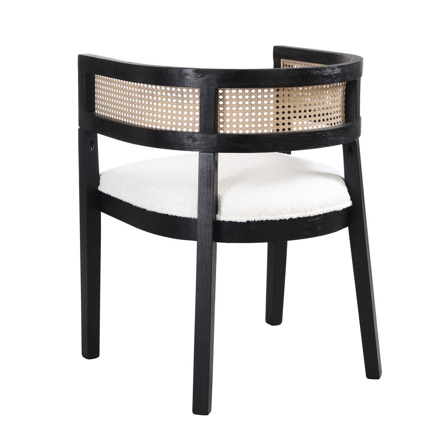 2-Piece Rattan Back Dining Chairs - Wood Frame, Upholstered Seats