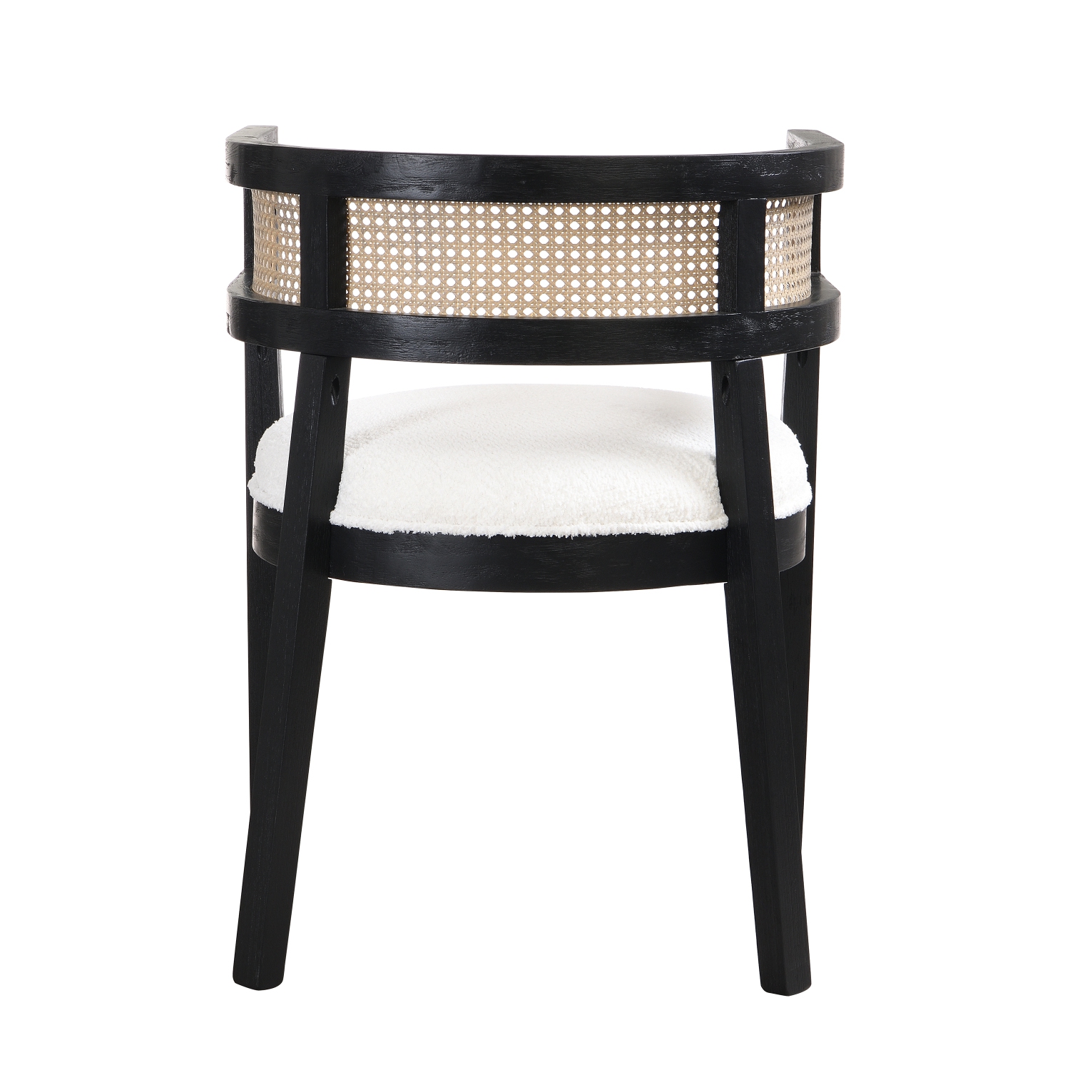 2-Piece Rattan Back Dining Chairs - Wood Frame, Upholstered Seats