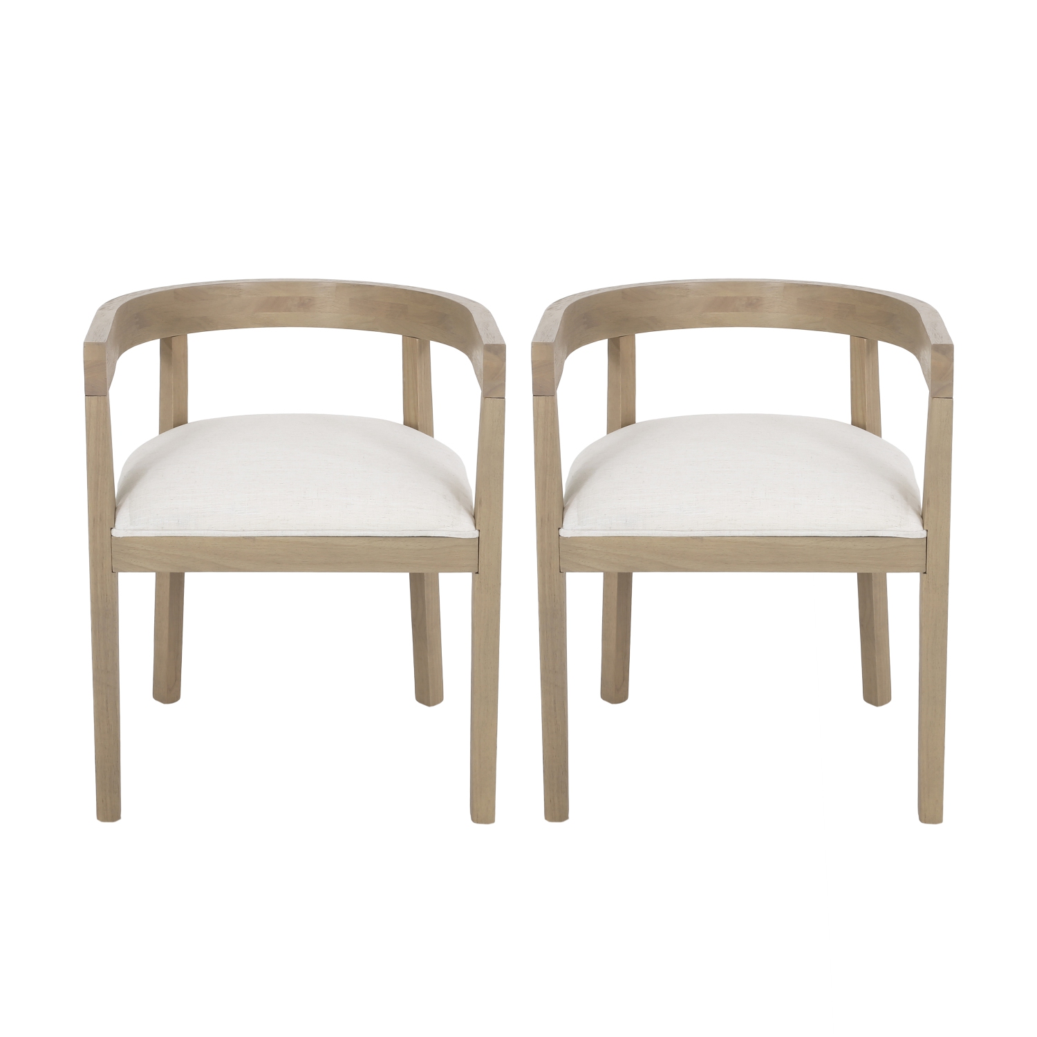 Set of 2 Modern Dining Chairs - Upholstered, Rubberwood Frame